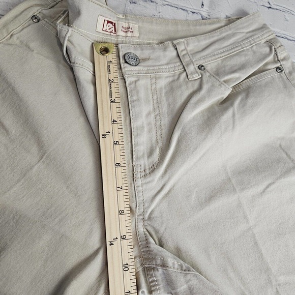 LEI Jeans Juniors 15 Regular Sophia Hipster Flare Ivory Stretch Logo Embroidered - Picture 11 of 12